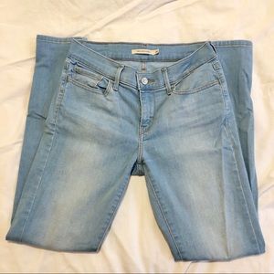 Levi’s 710 super skinny light wash mid rise jeans